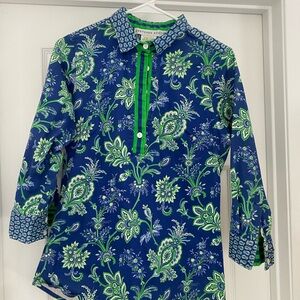 Gretchen Scott EUC Green and Blue Floral size Large